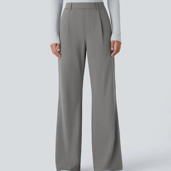 High Silent Storm Gray High Waisted Side Pocket Work Flare Pants Size Small - Picture 1 of 12